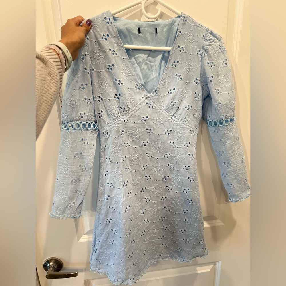 Light blue full sleeves mini dress